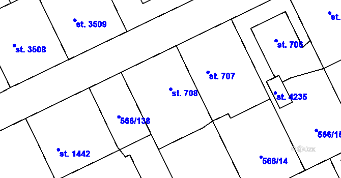 Parcela st. 708 v KÚ Zábřeh nad Odrou, Katastrální mapa