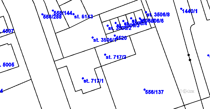 Parcela st. 717/2 v KÚ Zábřeh nad Odrou, Katastrální mapa