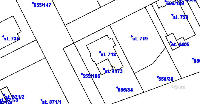 Parcela st. 718 v KÚ Zábřeh nad Odrou, Katastrální mapa