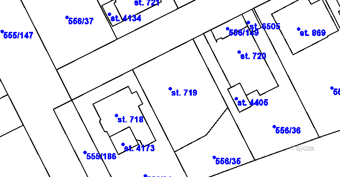 Parcela st. 719 v KÚ Zábřeh nad Odrou, Katastrální mapa