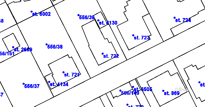 Parcela st. 722 v KÚ Zábřeh nad Odrou, Katastrální mapa