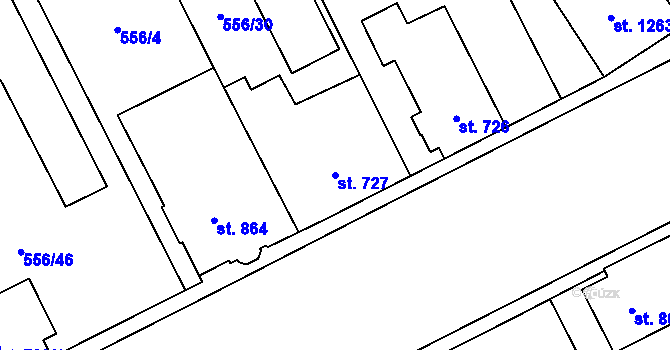 Parcela st. 727 v KÚ Zábřeh nad Odrou, Katastrální mapa