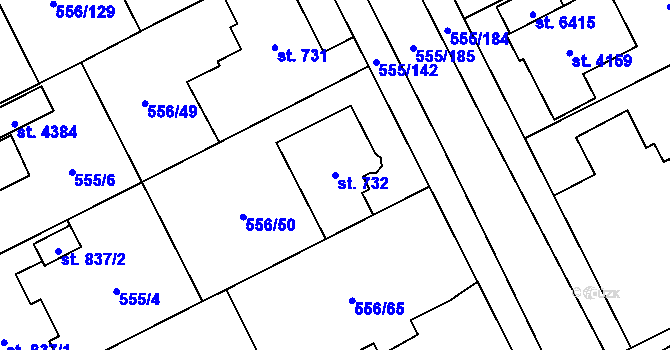 Parcela st. 732 v KÚ Zábřeh nad Odrou, Katastrální mapa
