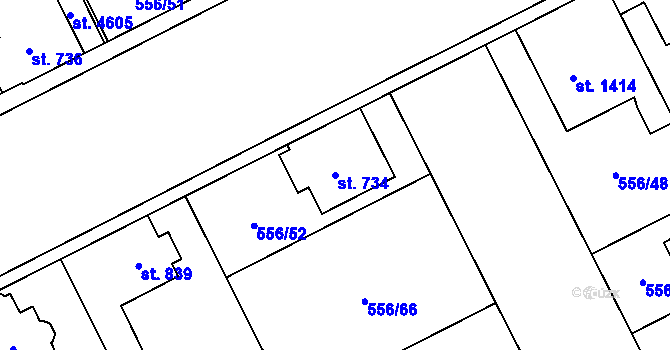 Parcela st. 734 v KÚ Zábřeh nad Odrou, Katastrální mapa