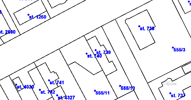 Parcela st. 739 v KÚ Zábřeh nad Odrou, Katastrální mapa
