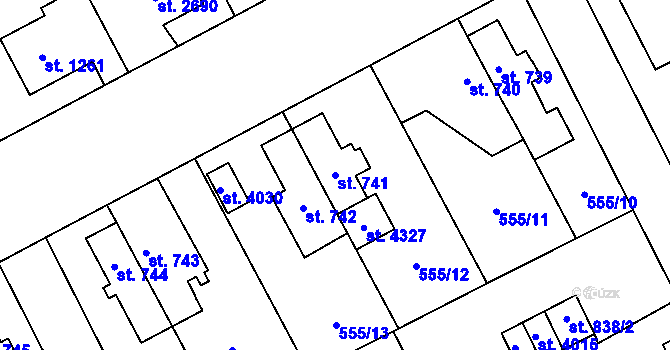 Parcela st. 741 v KÚ Zábřeh nad Odrou, Katastrální mapa