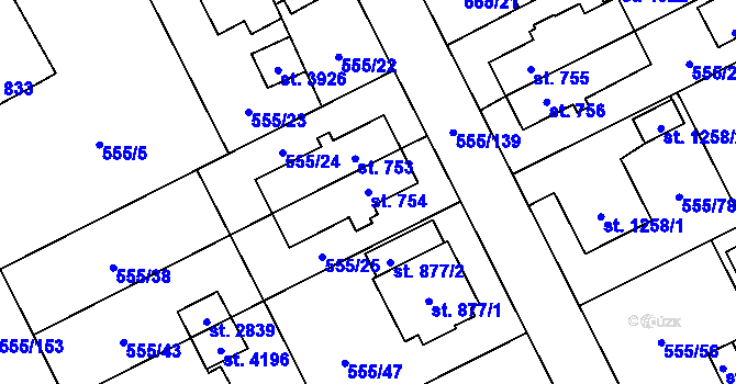Parcela st. 754 v KÚ Zábřeh nad Odrou, Katastrální mapa
