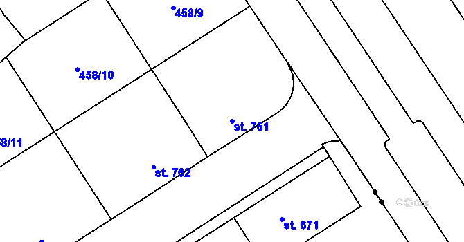 Parcela st. 761 v KÚ Zábřeh nad Odrou, Katastrální mapa