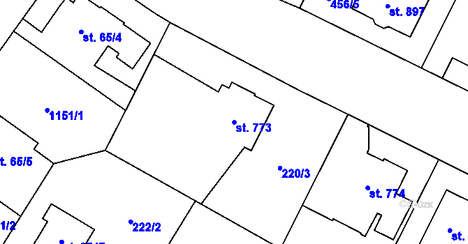 Parcela st. 773 v KÚ Zábřeh nad Odrou, Katastrální mapa