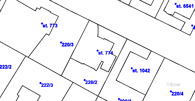 Parcela st. 774 v KÚ Zábřeh nad Odrou, Katastrální mapa