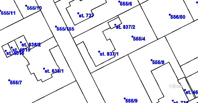 Parcela st. 837/1 v KÚ Zábřeh nad Odrou, Katastrální mapa