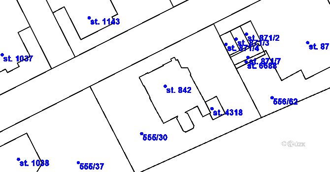 Parcela st. 842 v KÚ Zábřeh nad Odrou, Katastrální mapa