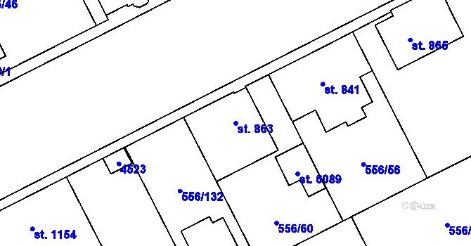 Parcela st. 863 v KÚ Zábřeh nad Odrou, Katastrální mapa