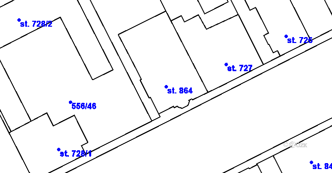 Parcela st. 864 v KÚ Zábřeh nad Odrou, Katastrální mapa