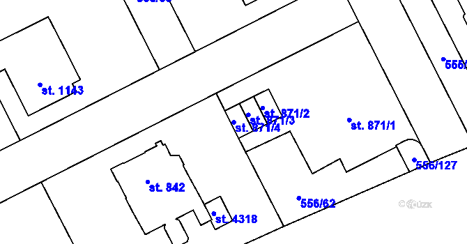 Parcela st. 871/4 v KÚ Zábřeh nad Odrou, Katastrální mapa