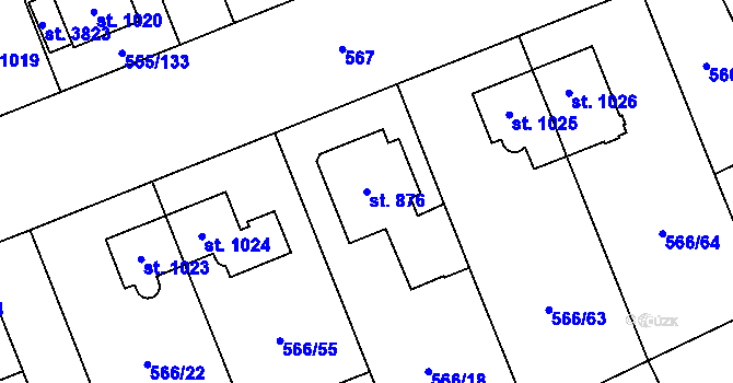 Parcela st. 876 v KÚ Zábřeh nad Odrou, Katastrální mapa