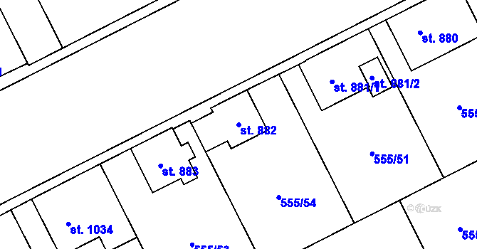 Parcela st. 882 v KÚ Zábřeh nad Odrou, Katastrální mapa