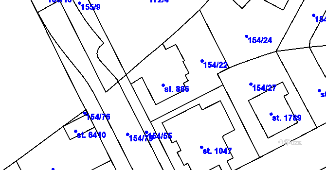 Parcela st. 886 v KÚ Zábřeh nad Odrou, Katastrální mapa