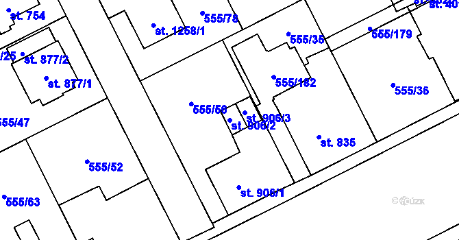 Parcela st. 906/2 v KÚ Zábřeh nad Odrou, Katastrální mapa