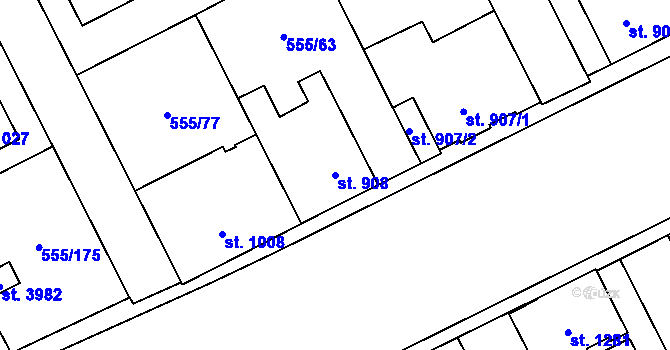 Parcela st. 908 v KÚ Zábřeh nad Odrou, Katastrální mapa