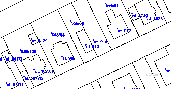 Parcela st. 913 v KÚ Zábřeh nad Odrou, Katastrální mapa