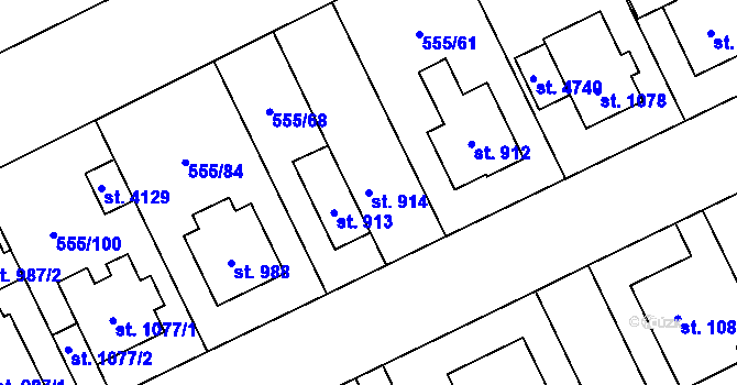 Parcela st. 914 v KÚ Zábřeh nad Odrou, Katastrální mapa