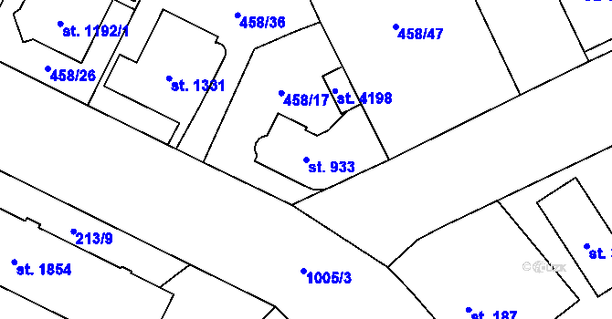 Parcela st. 933 v KÚ Zábřeh nad Odrou, Katastrální mapa