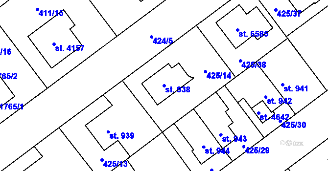 Parcela st. 938 v KÚ Zábřeh nad Odrou, Katastrální mapa