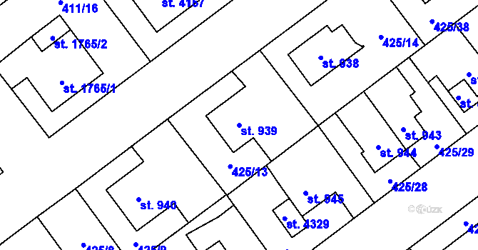 Parcela st. 939 v KÚ Zábřeh nad Odrou, Katastrální mapa