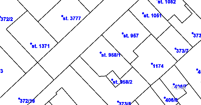 Parcela st. 958/1 v KÚ Zábřeh nad Odrou, Katastrální mapa