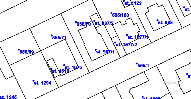 Parcela st. 987/1 v KÚ Zábřeh nad Odrou, Katastrální mapa
