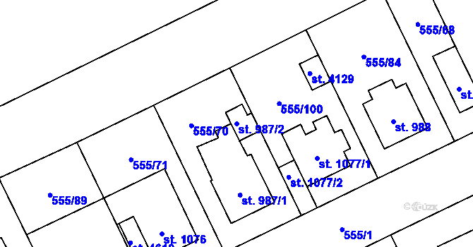 Parcela st. 987/2 v KÚ Zábřeh nad Odrou, Katastrální mapa