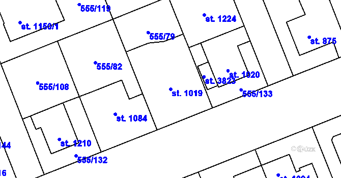 Parcela st. 1019 v KÚ Zábřeh nad Odrou, Katastrální mapa