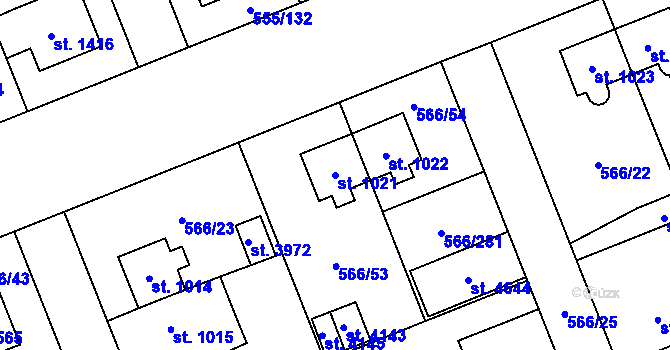 Parcela st. 1021 v KÚ Zábřeh nad Odrou, Katastrální mapa