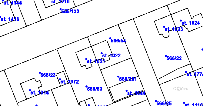 Parcela st. 1022 v KÚ Zábřeh nad Odrou, Katastrální mapa