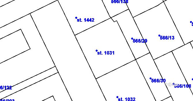 Parcela st. 1031 v KÚ Zábřeh nad Odrou, Katastrální mapa