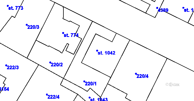 Parcela st. 1042 v KÚ Zábřeh nad Odrou, Katastrální mapa