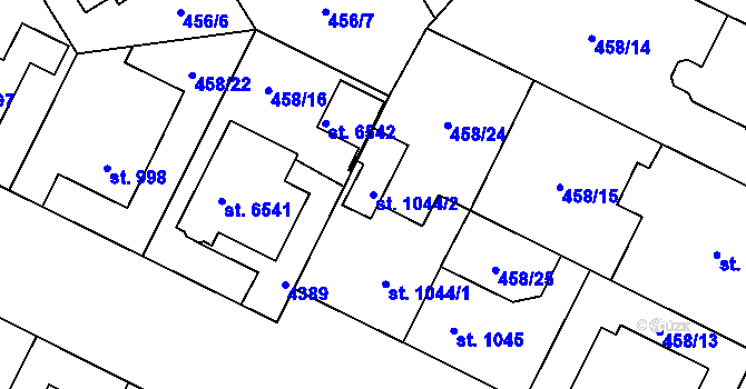Parcela st. 1044/2 v KÚ Zábřeh nad Odrou, Katastrální mapa