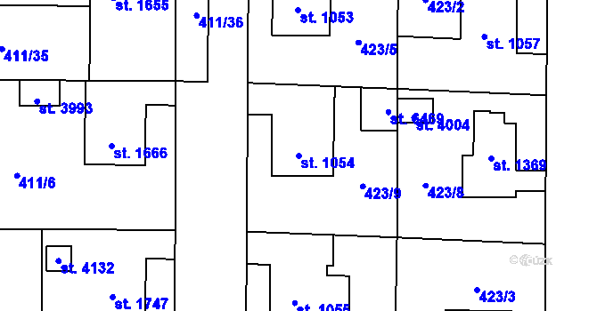 Parcela st. 1054 v KÚ Zábřeh nad Odrou, Katastrální mapa