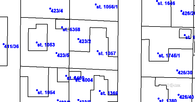 Parcela st. 1057 v KÚ Zábřeh nad Odrou, Katastrální mapa