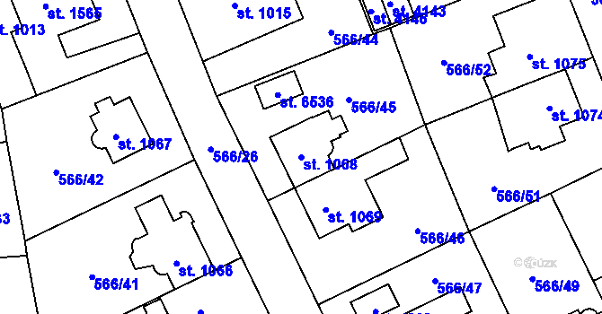 Parcela st. 1068 v KÚ Zábřeh nad Odrou, Katastrální mapa