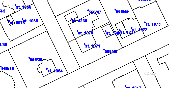 Parcela st. 1071 v KÚ Zábřeh nad Odrou, Katastrální mapa