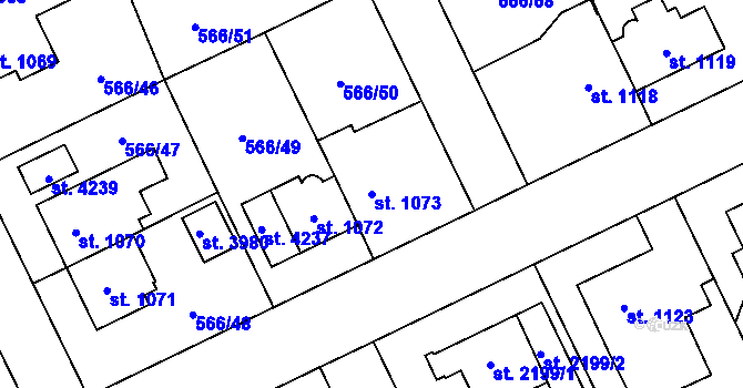 Parcela st. 1073 v KÚ Zábřeh nad Odrou, Katastrální mapa