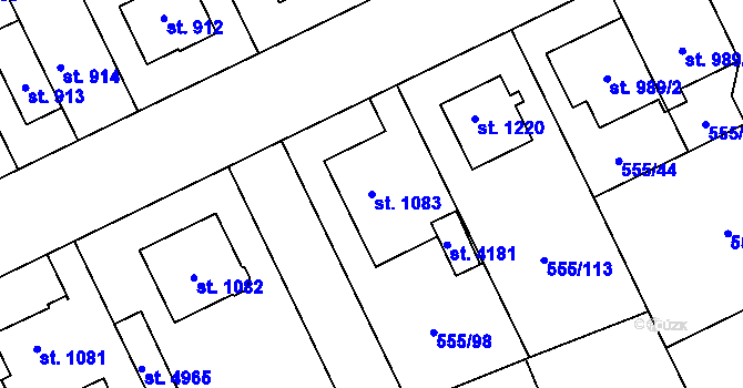 Parcela st. 1083 v KÚ Zábřeh nad Odrou, Katastrální mapa