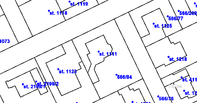 Parcela st. 1111 v KÚ Zábřeh nad Odrou, Katastrální mapa