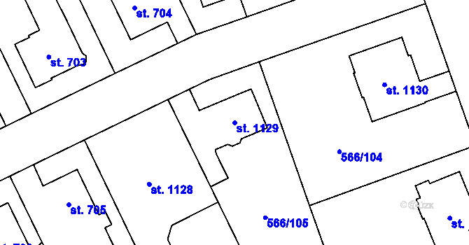 Parcela st. 1129 v KÚ Zábřeh nad Odrou, Katastrální mapa