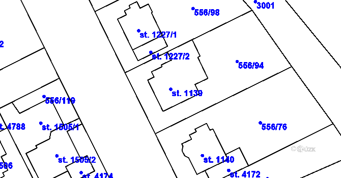 Parcela st. 1139 v KÚ Zábřeh nad Odrou, Katastrální mapa