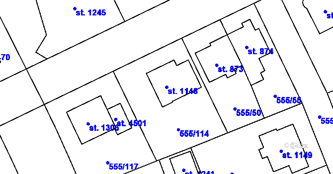 Parcela st. 1148 v KÚ Zábřeh nad Odrou, Katastrální mapa