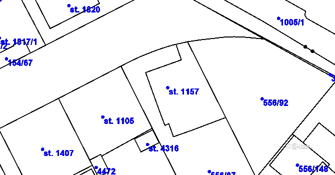 Parcela st. 1157 v KÚ Zábřeh nad Odrou, Katastrální mapa