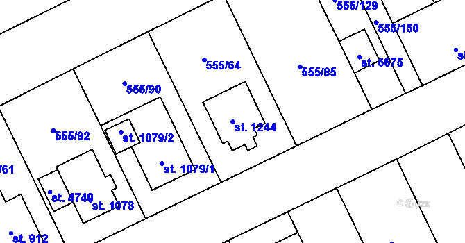 Parcela st. 1244 v KÚ Zábřeh nad Odrou, Katastrální mapa